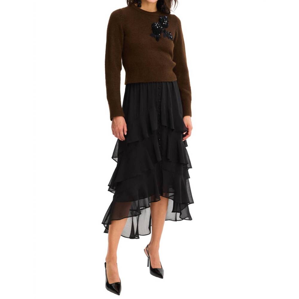 NEW ALLISON NEW YORK beaded abigail sweater in walnut